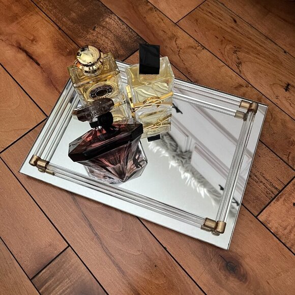 Vintage Avon Mirror and Glass Vanity Tray Gold Brass 8x11" - Picture 7 of 7